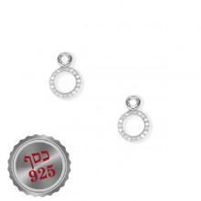  עגילים צמודים עם אבן ומעגל קטן
