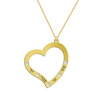 שרשרת עם שמות הילדים - לב נטוי עם חריטה