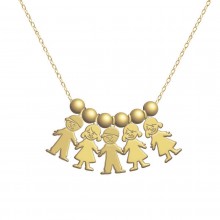 שרשרת עם תליוני ילדים וילדות - ציפוי זהב