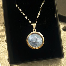 שרשרת ותליון פשוט לשיבוץ מטבע - דגם מרוקע (לא כולל מטבע)