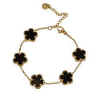 צמיד 5 פרחי תלתן בצבע שחור