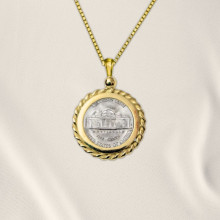 שרשרת ותליון לשיבוץ מטבע של הרבי -מסגרת טוויסט