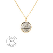 שרשרת ותליון  זהב  אמיתי 14K  לשיבוץ מטבע של הרבי (לא כולל מטבע)