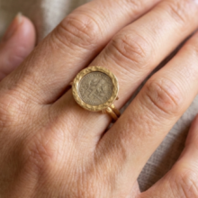 טבעת לשיבוץ מטבע- דגם מרוקע (לא כולל מטבע)