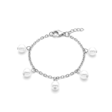 צמיד כסוף עם תליוני פנינים