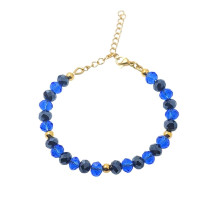 צמיד חרוזים כחולים וחרוזי זהב