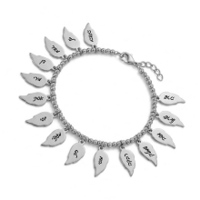 מתנה לסבתא -צמיד עם עלים ושמות הנכדים - עד 20 שמות