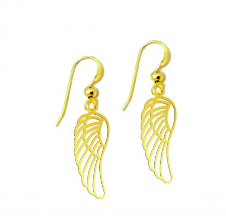 עגילים עם כנפיים - עגילי כנף בציפוי זהב