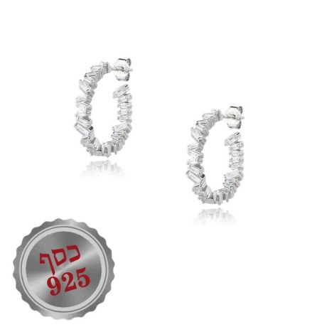 עגילי חישוק כסף עם בגטים