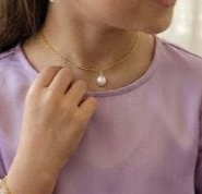 שרשרת ציפוי זהב עם פנינת זכוכית