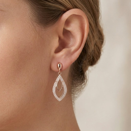 עגילי רוז גולד תלויים 