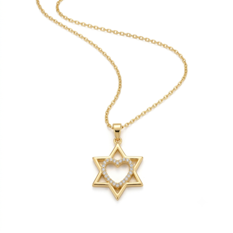 שרשרת מגן דוד עם לב