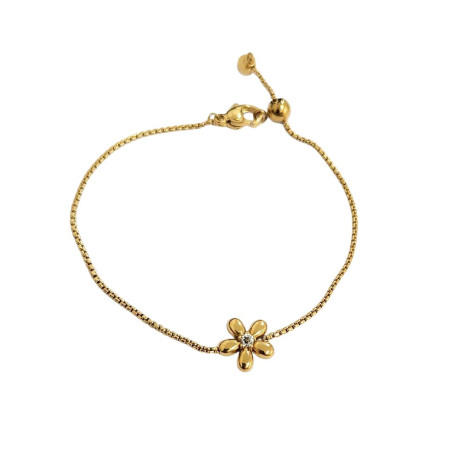 צמיד פרח עדין בציפוי זהב