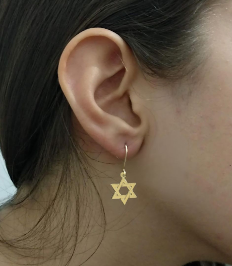 עגילי מגן דוד עדינים בציפוי זהב